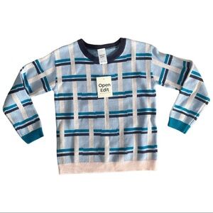 Open Edit Blue Plaid Sweatshirt Pullover